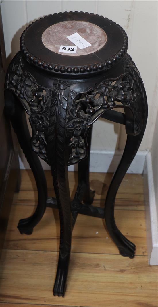 A Chinese Hongmu plant stand H.69cm